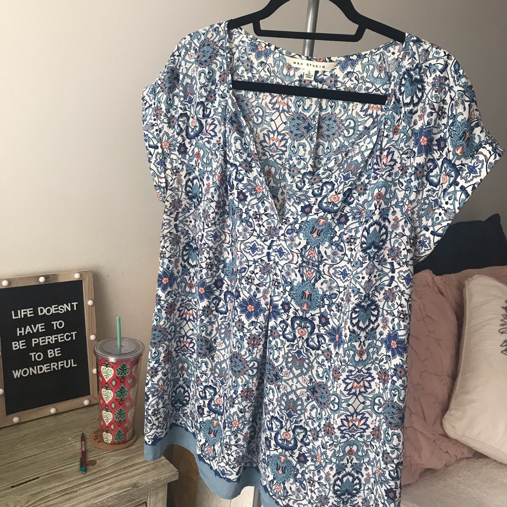 Light Blue Patterned Blouse